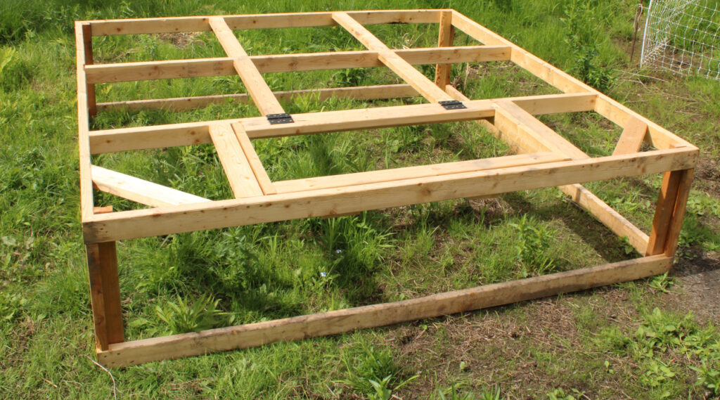 the base frame of the chicken tractor