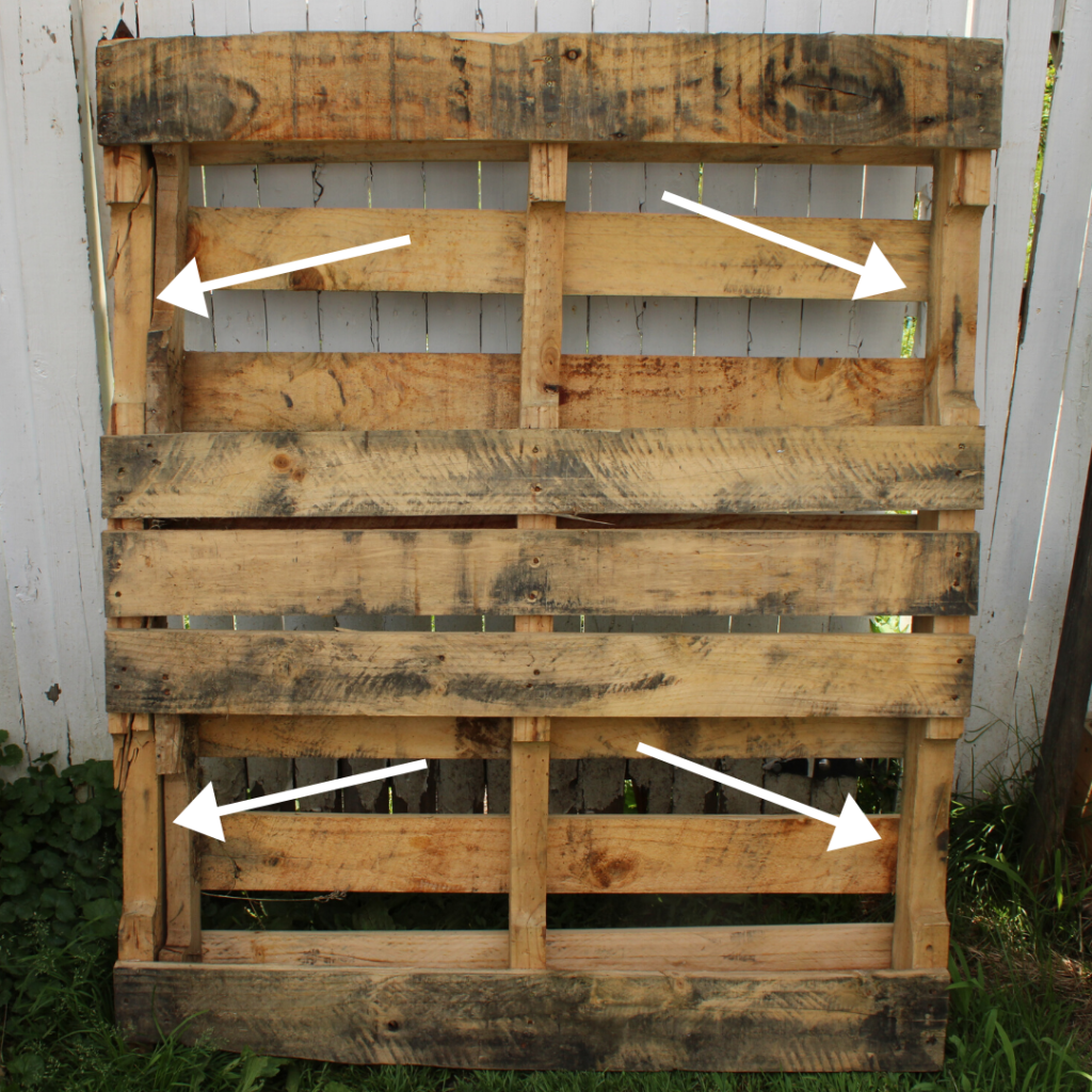 the places to cut your pallet into 3 shoe racks