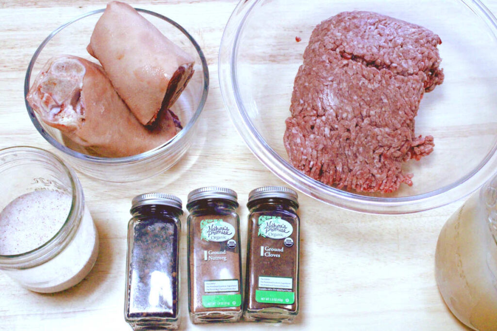 ingredients for pork hock and meatball stew