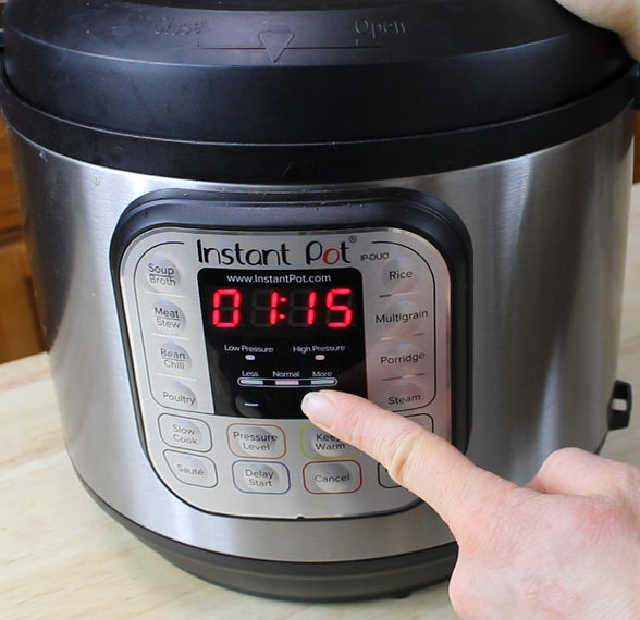 front panel of an instant pot setting the cooking time