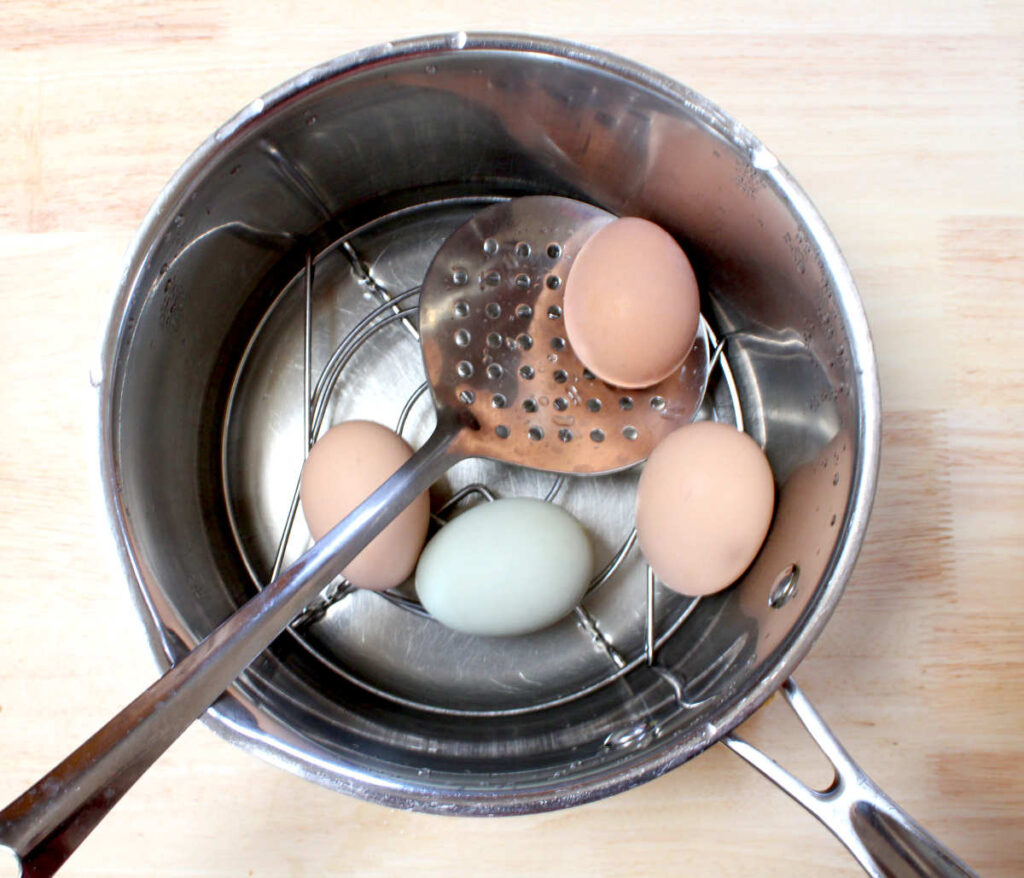 steamed hard boiled eggs pot of steamed eggs