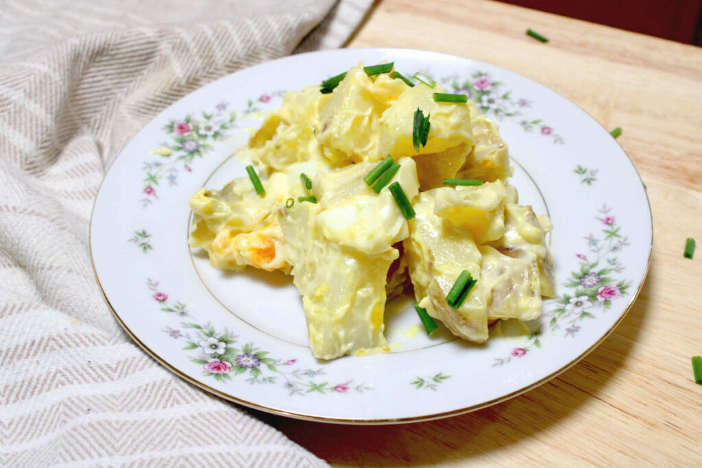American potato salad on a plate ready to eat