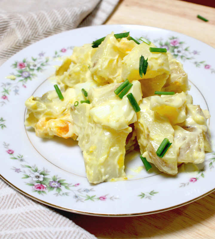 American potato salad on a plate ready to eat