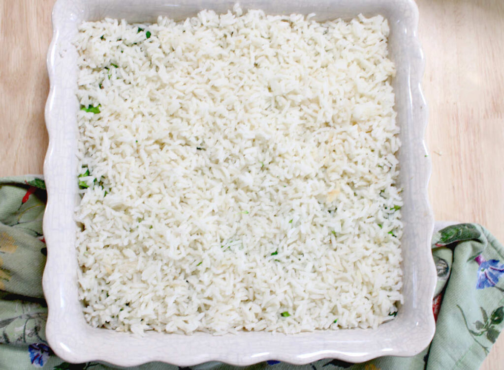 rice layer of chicken divan